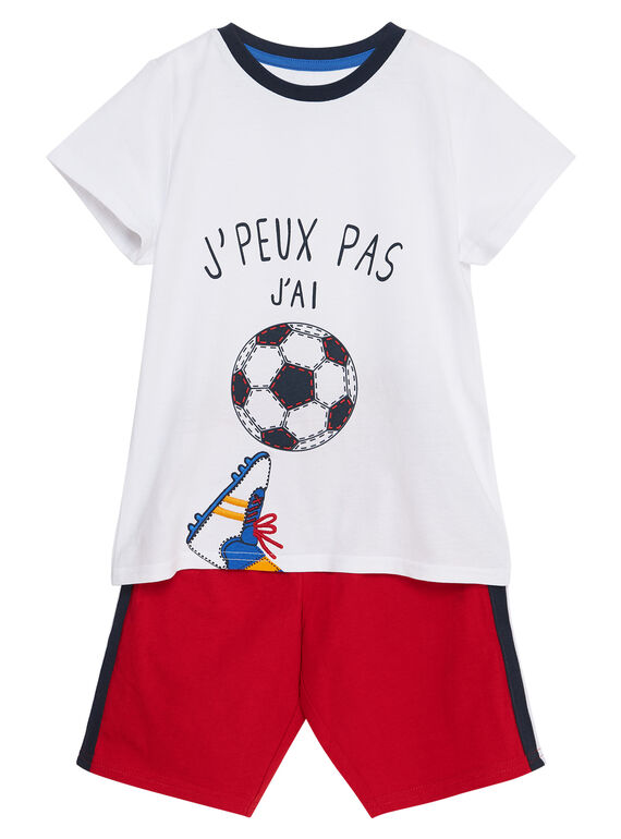 Pijama corto de color blanco y rojo para niño JEGOPYCFOOT / 20SH12U9PYJ000
