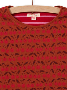 Camiseta de manga larga reversible de color camel y rojo para niña MACOMTEE4 / 21W901L4TML420