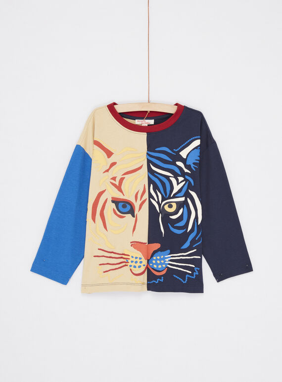 Camiseta colorblock multicolor con estampado de cara de tigre para niño SOFORTEE3 / 23W902K1TMLA002