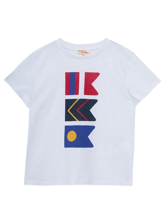 Camiseta de color blanco con estampado de banderas para niño JOWETI2 / 20S90292TMC000