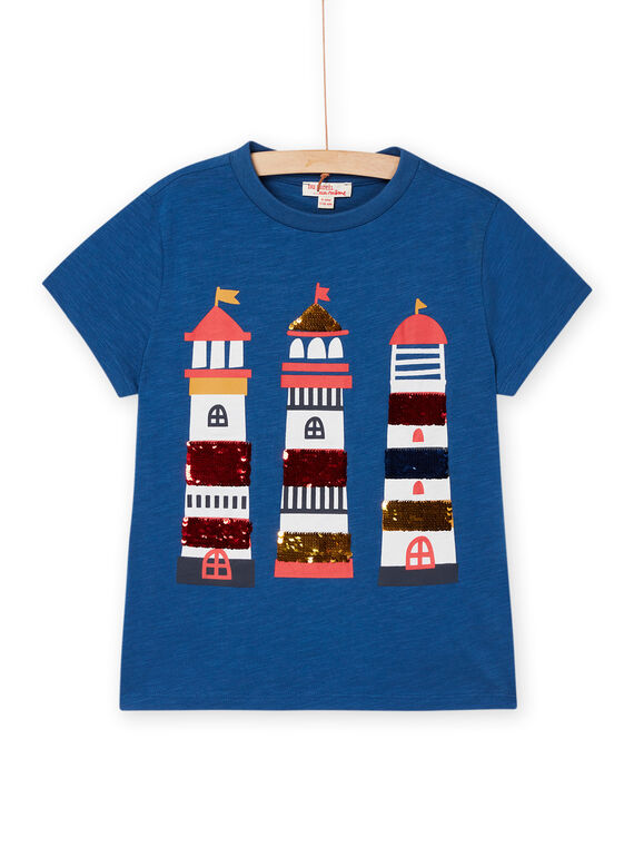 Camiseta azul con dibujo de faros ROBLETI / 23S90231TMCC204
