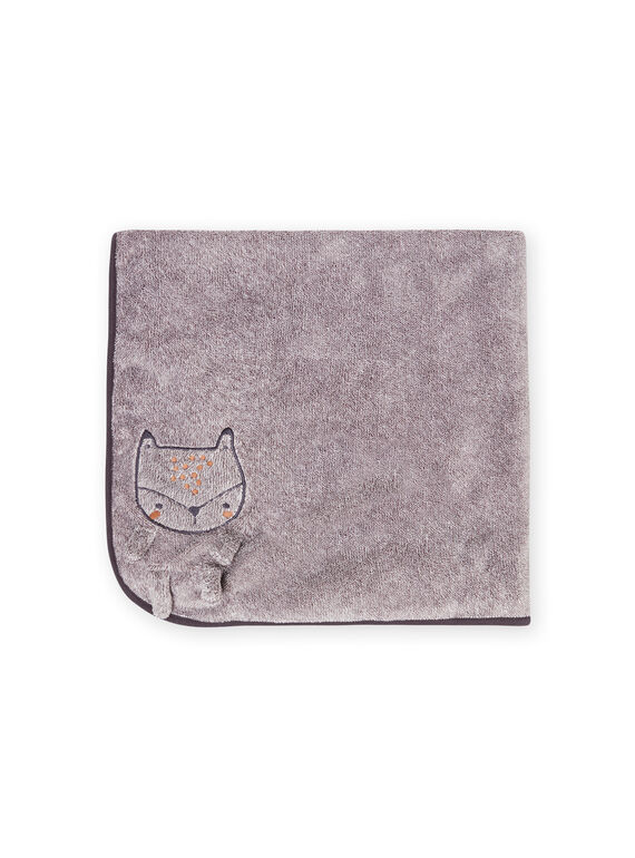 Manta de color gris jaspeado con estampado de zorro para recién nacido unisex MOU1COUV / 21WF4241D4PJ922