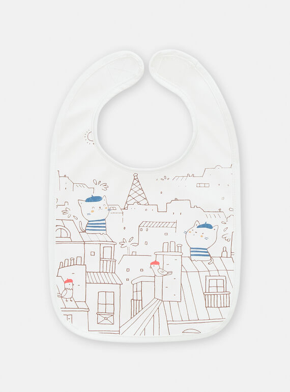 Babero de color blanco roto con estampado de animales TOU1BAV3 / 24SF42H3BAVA001