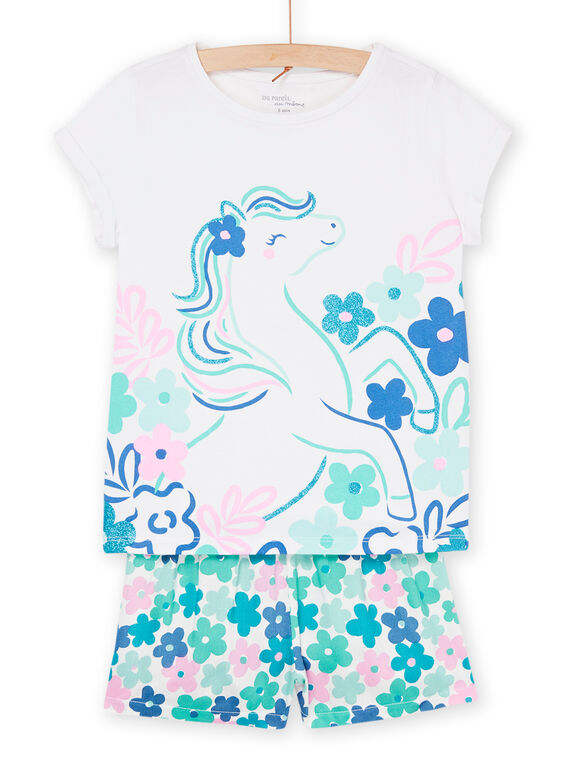 Pijama blanco con estampado de caballo y flores REFAPYJORS / 23SH11H4PYJ000