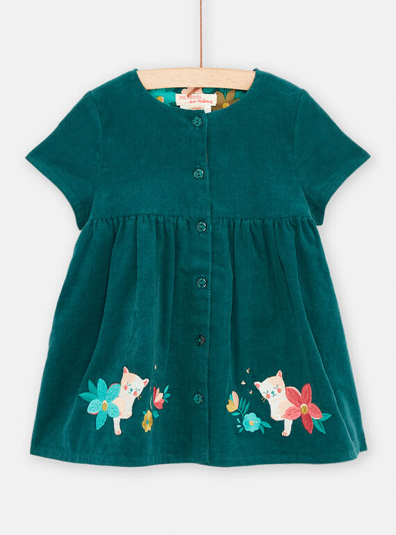 Vestido reversible azul petróleo para bebé niña SIDUROB3 / 23WG09P1ROB716