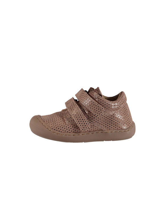 Botines flexibles de piel de fantasía de color dorado para bebé niña GBFBOTIFLED / 19WK37I7D0F030