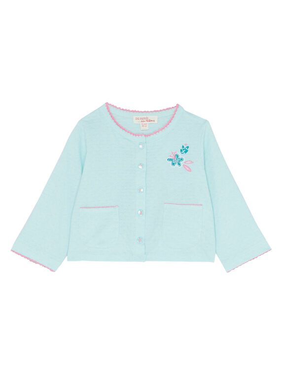 Cárdigan de color azul glaciar para niña recién nacida JIQUACAR / 20SG09R1CAR219