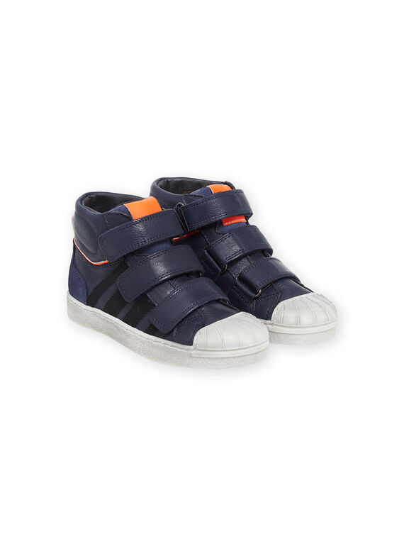 Zapatillas altas de piel azul marino POBASMAR / 22XK3672D3P070
