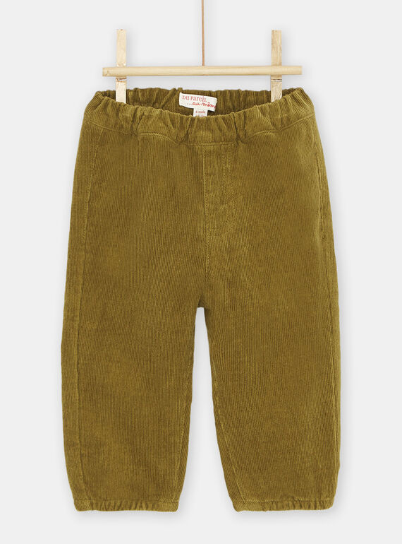Pantalón de pana de color verde oliva para bebé niño SUJOPAN3 / 23WG10B2PAN633
