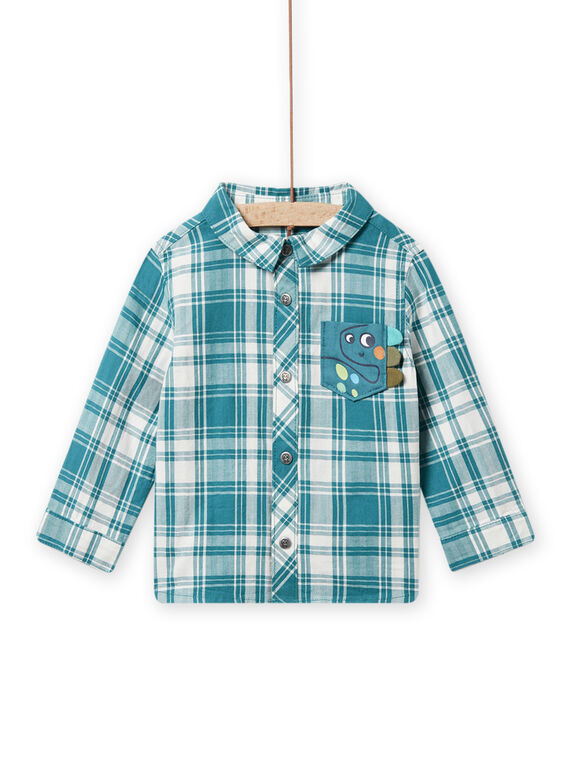 Camisa de cuadros de color azul pato y blanco para bebé niño NUGACHEM / 22SG10O1CHM714