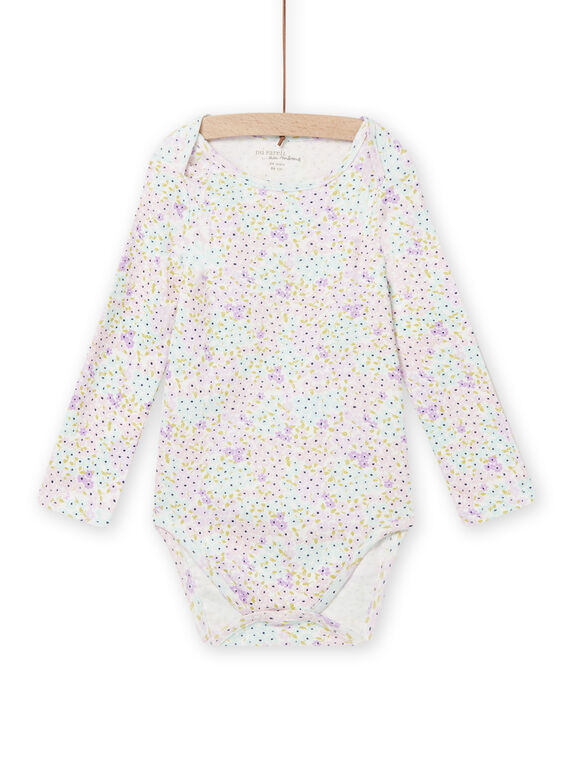 Body de color crudo con estampado floral para bebé niña NEFIBODFLE / 22SH13I1BDL001