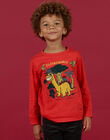 Camiseta de manga larga de color rojo con estampado de dinosaurios para niño MOFUNTEE2 / 21W902M3TMLF505