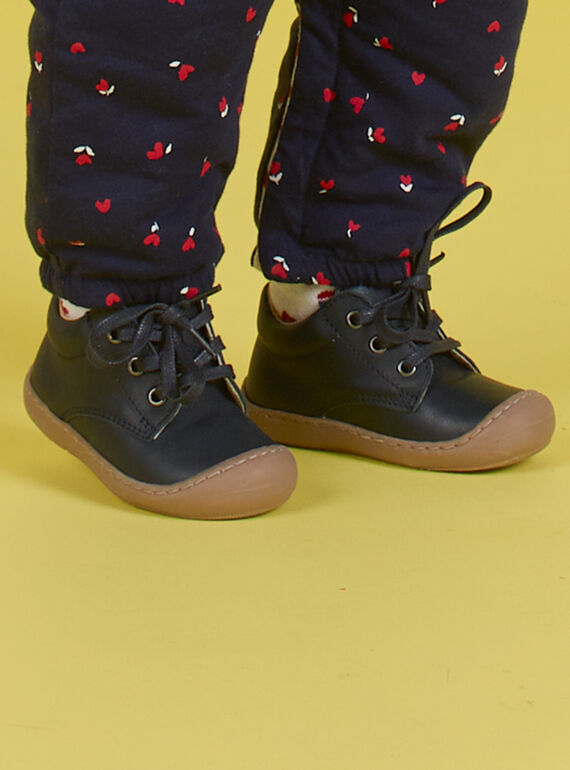 Botines de piel de color azul marino con cordones para bebé niño MUBOTIFLEXLACE / 21XK3851D0F070
