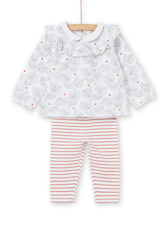 Conjunto de blusa con volante y leggings para niña recién nacida LOU1ENS2 / 21SF03H1ENS000