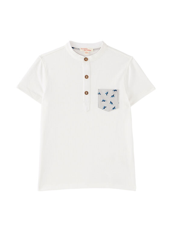 Camiseta tunecina lisa de color blanco con bolsillo estampado para niño JOJATI1 / 20S902B1TMC001