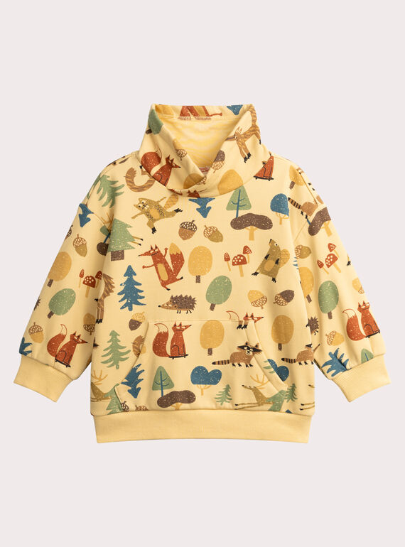Sudadera beige con estampado de animales del bosque para niño VOBASWE / 24W902Q1SWE808