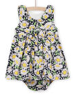 Vestido y cubrepañal con estampado floral para bebé niña NISOROB1 / 22SG09Q1ROB001
