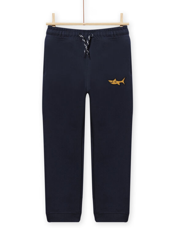Pantalón de chándal azul noche con bordado de tiburón para niño NOJOJOB1 / 22S90264JGB705