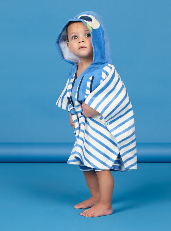 Capa de baño de rayas de color azul y blanco, con capucha, para bebé niño LYUCAPE / 21SI10D1CDB001