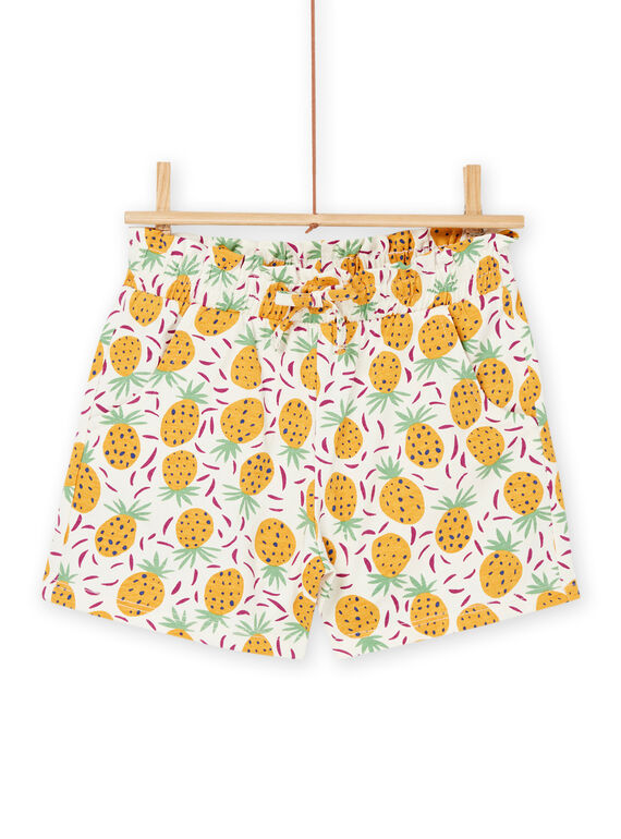 Short elástico rosa crudo y amarillo con estampado de fruta RAJERSHORT3 / 23S901Z2SHO001