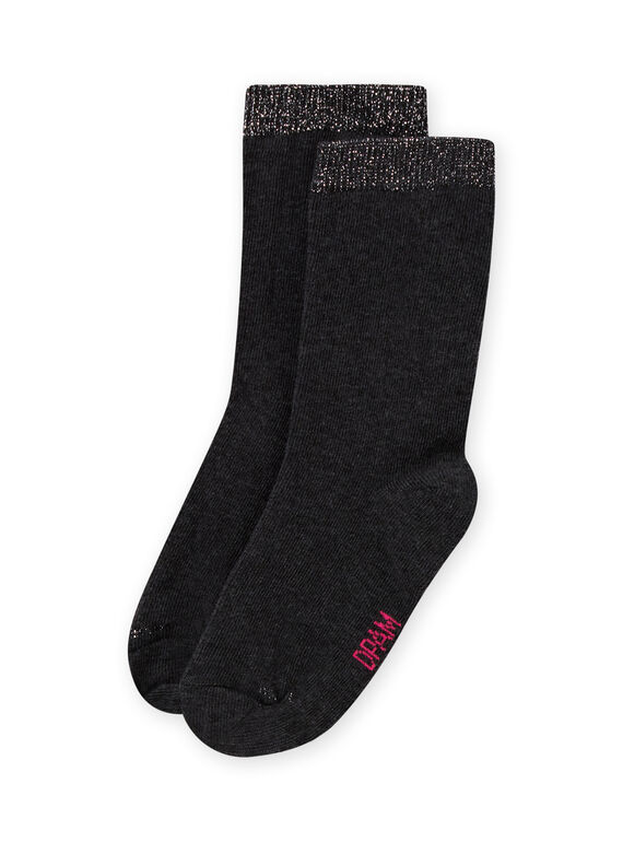 Calcetines medios altos de color antracita para niña MYAESCHO5 / 21WI01E3SOQ944
