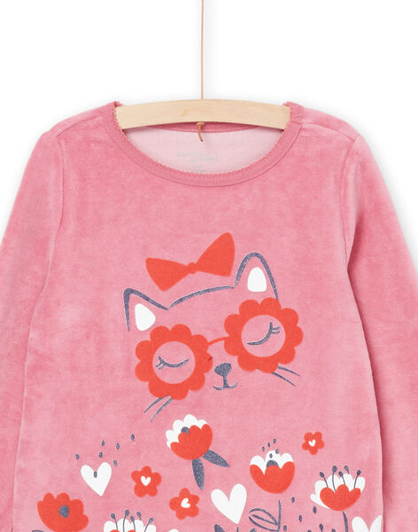 Pijama de jersey y pantalón con estampado flores y gatos PEFAPYJGLA / 22WH1124PYJD318