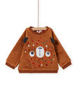 Sudadera marrón con estampado de oso para bebé niño MUFUNSWE / 21WG10M1SWEI820