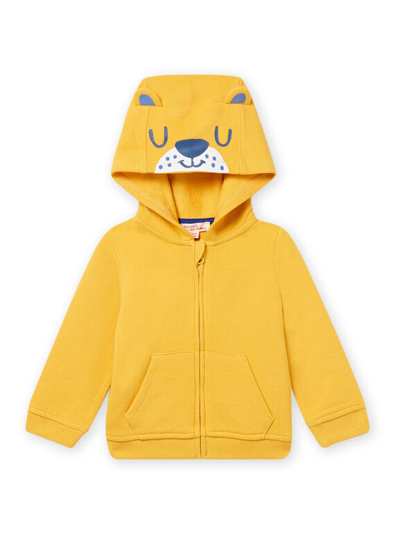 Cárdigan con capucha de color amarillo y dibujo de león para bebé niño NUJOGIL2 / 22SG1062GIL106