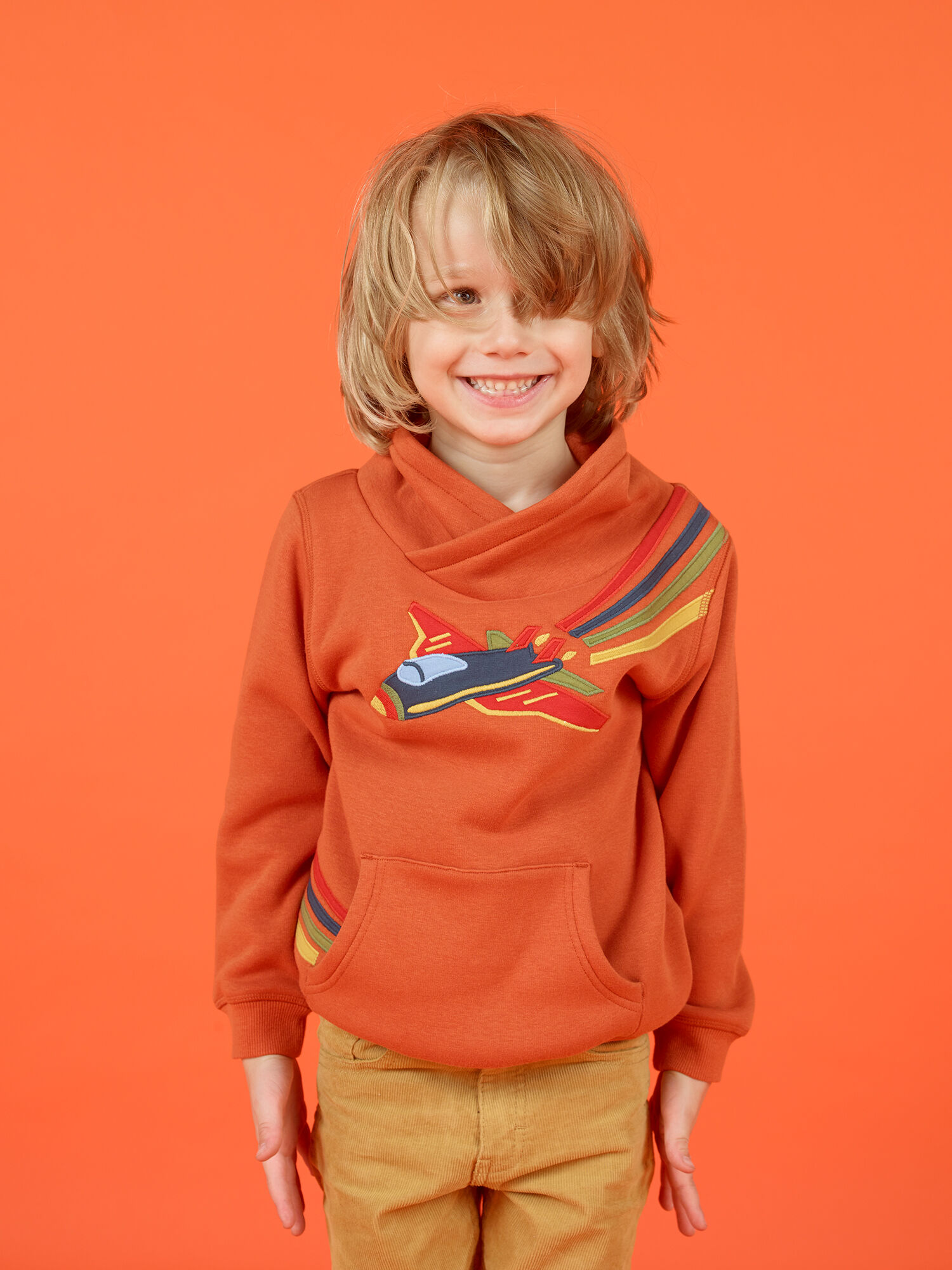 Sudadera naranja con estampado de avion colorido para nino comprar online Jerseis sudaderas cardigans DPAM