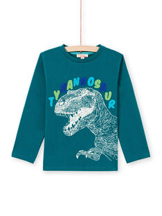 Camiseta de manga larga de color azul con estampado de tyrannosaurus para niño MOTUTEE6 / 21W902K6TML714