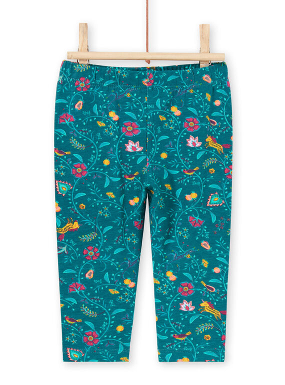 Leggings de color azul pato con estampado floral para bebé niña MYITULEG / 21WI09K1CAL714
