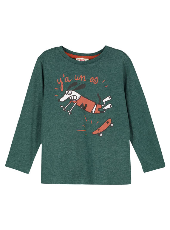 Camiseta de manga larga de color verde bosque GOJOTICHI3 / 19W902L6D32G620