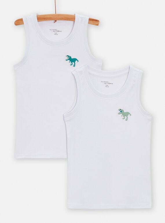 Pack de 2 camisetas de tirantes de color crudo con estampado de dinosaurio bordado para niño TEGODELDIN / 24SH1261HLI000