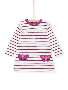Vestido de rayas con bolsillos con forma de mariposa para bebé niña MIPAROB2 / 21WG09H5ROB712