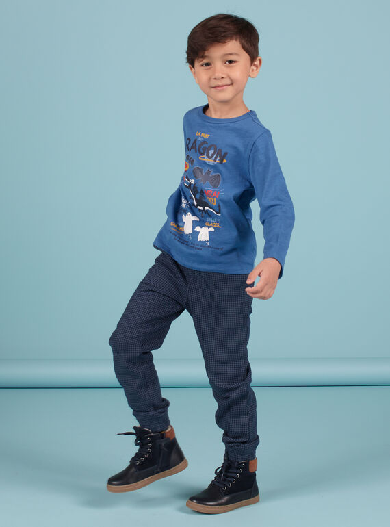 Pantalón de chándal de color azul noche con estampado de estrellas para niño MOPLAPAN2 / 21W902O2PAN705