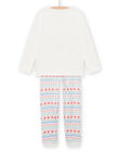 Pijama de camiseta y pantalón de color crudo con estampado de cebra para niña NEFAPYJZEB / 22SH11G1PYJ001