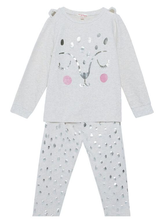 Pijama de color beige jaspeado de felpa para niña JEFAPYJPAN / 20SH11C1PYJ006