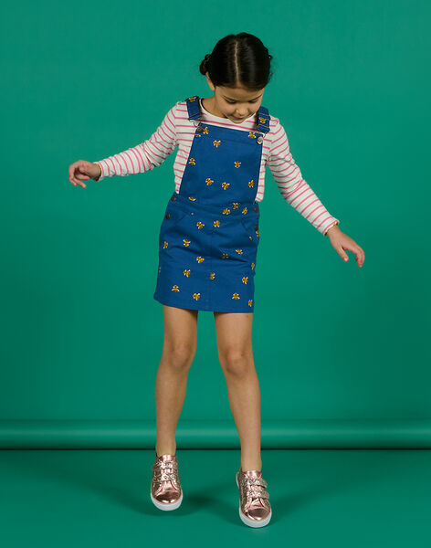 Pichi de twill de twill azul con estampado de leopardo para niña NAGAROB2 / 22S901O1ROBC220
