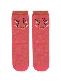 Calcetines rosas y dorados con estampado de leopardo para niña MYAKACHO / 21WI01I1SOQD305