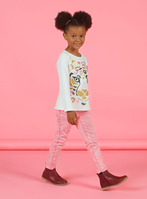 Vaquero rosa efecto acid wash para niña MAKAJEAN / 21W901I1JEAD305