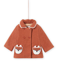 Abrigo de lana marrón con estampado de zorro para bebé niña MICHECKMAN / 21WG0961MAN817