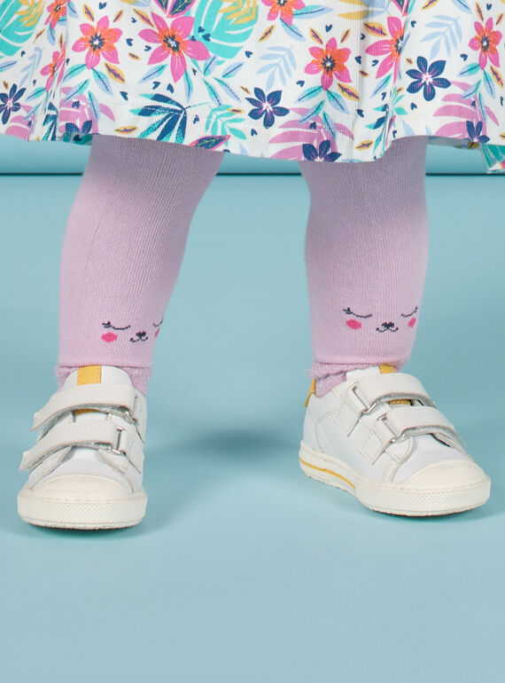 Leotardos lisos de color lavanda con estampado de ositos para niña MYIPLACOL / 21WI09O1COL326