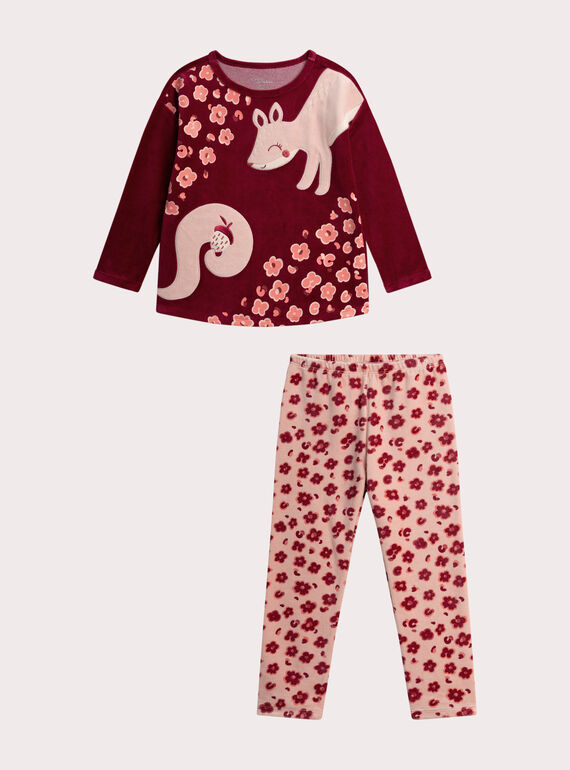 Pijama de terciopelo rosa para niña  VEFAPYJNUT / 24WH1195PYJ511