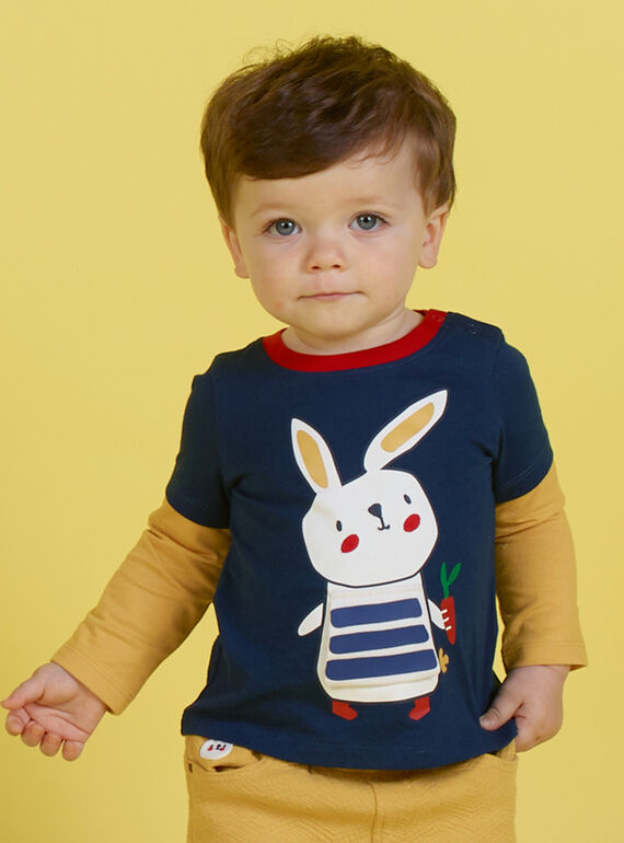 Camiseta azul marino y roja para bebé niño MUMIXTEE3 / 21WG10J2TML713
