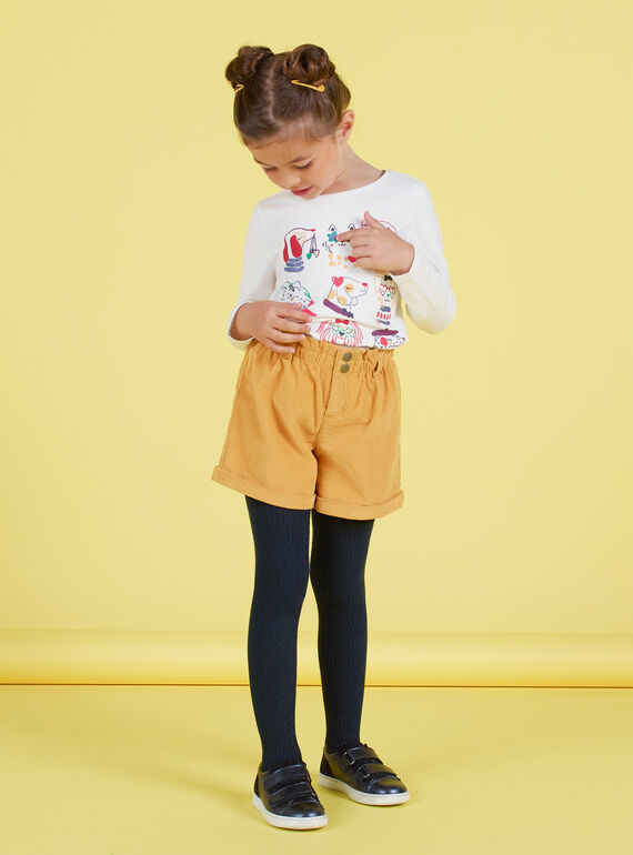 Short de tiro alto de color mostaza para niña MAMIXSHORT / 21W901J1SHOB106