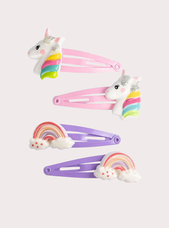Lote de 4 barras de unicornio y arco iris para niña VYAJOCLIP5 / 24WI01LBBRT099