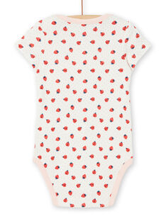 Body de algodón con estampado de fresas, de color crudo y rojo, para bebé niño LEFIBODANI / 21SH132CBDL001