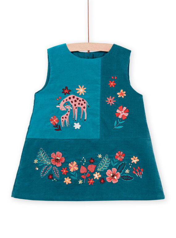 Vestido verde sin mangas con bordado floral y de jirafas PIPRIROB1 / 22WG09P1ROB714