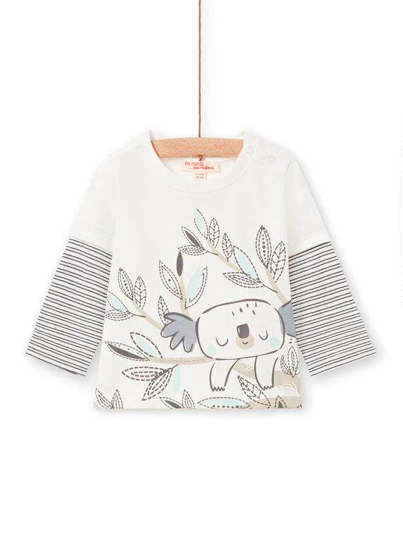 Camiseta de color crudo y azul marino, para bebé niño LUPOETEE3 / 21SG10Y1TML001