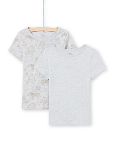 Pack de 2 camisetas de manga corta a juego de color gris claro jaspeado para niño MEGOTELSAV / 21WH12B1HLIA010